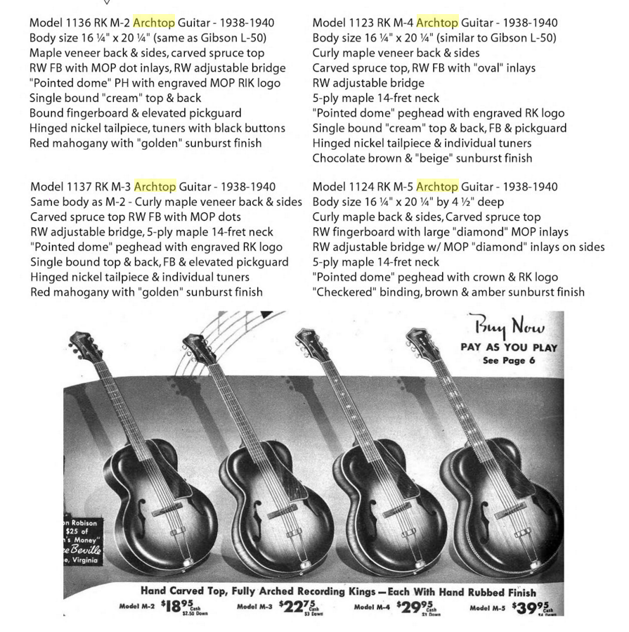 PRE-WAR 1938 Recording King 1124 / M5 (Gibson L4) 16" Archtop w/New Frets, Truss Rod, Fancy Inlays!
